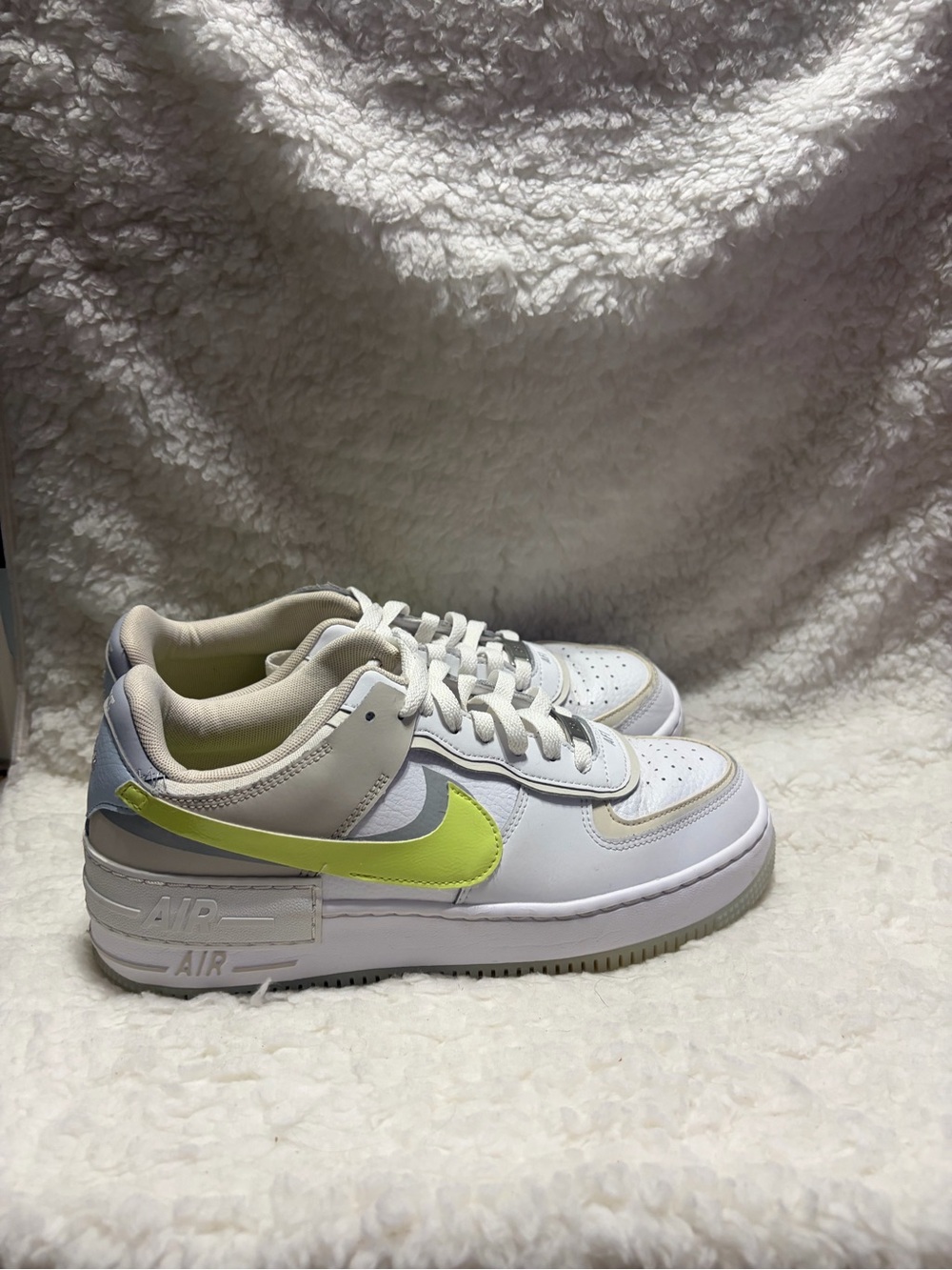 Nike White Air Force 1 Low with Neon Yellow Swoosh